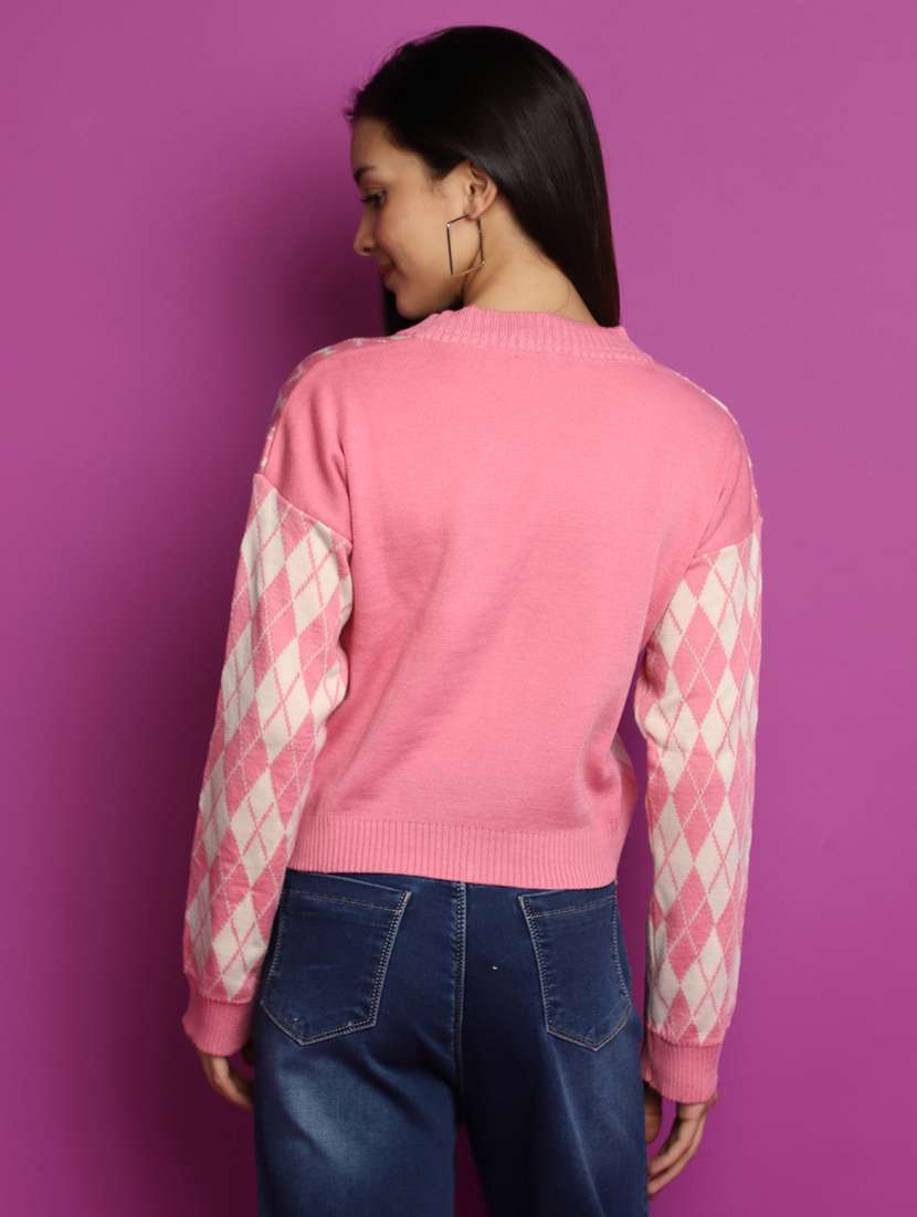 women checkered long sleeves cardigan - 20594753 -  Standard Image - 3