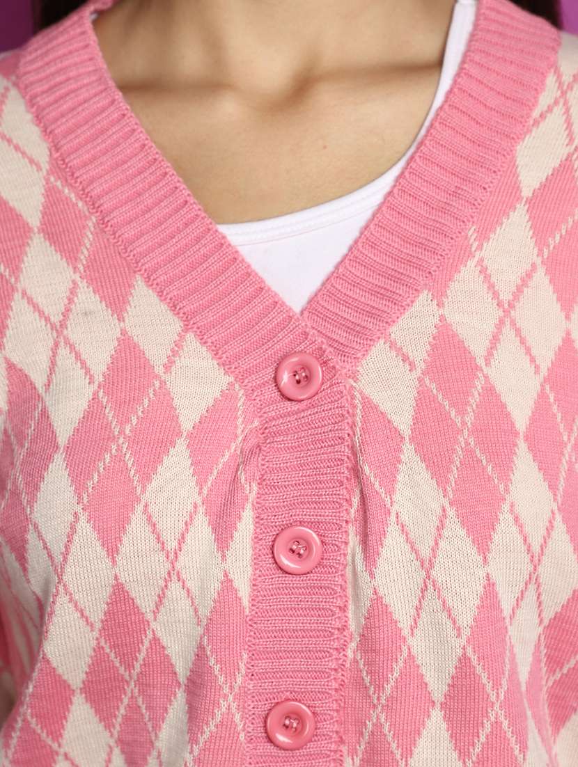 women checkered long sleeves cardigan - 20594753 -  Standard Image - 5