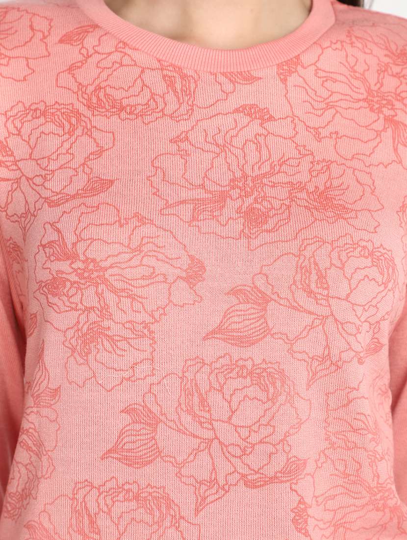 women floral print sleeves pullover - 20594757 -  Standard Image - 5