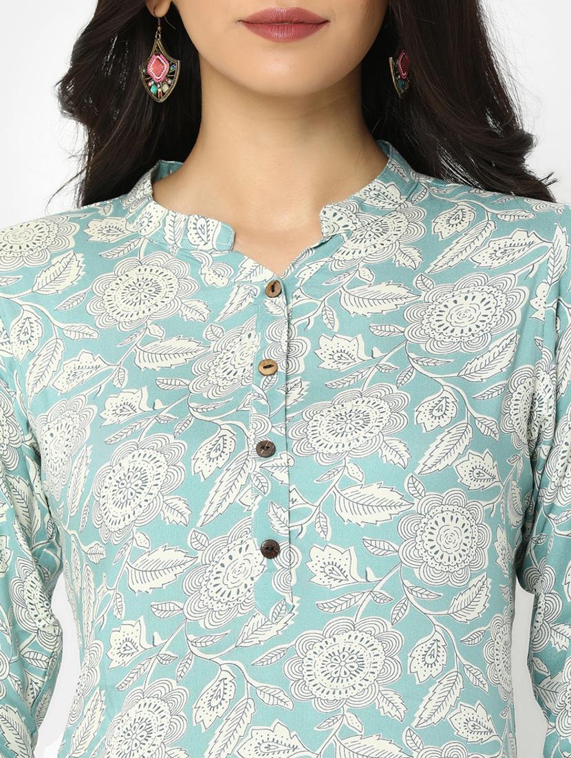 women light blue printed regular top - 20594772 - Standard Image - 5