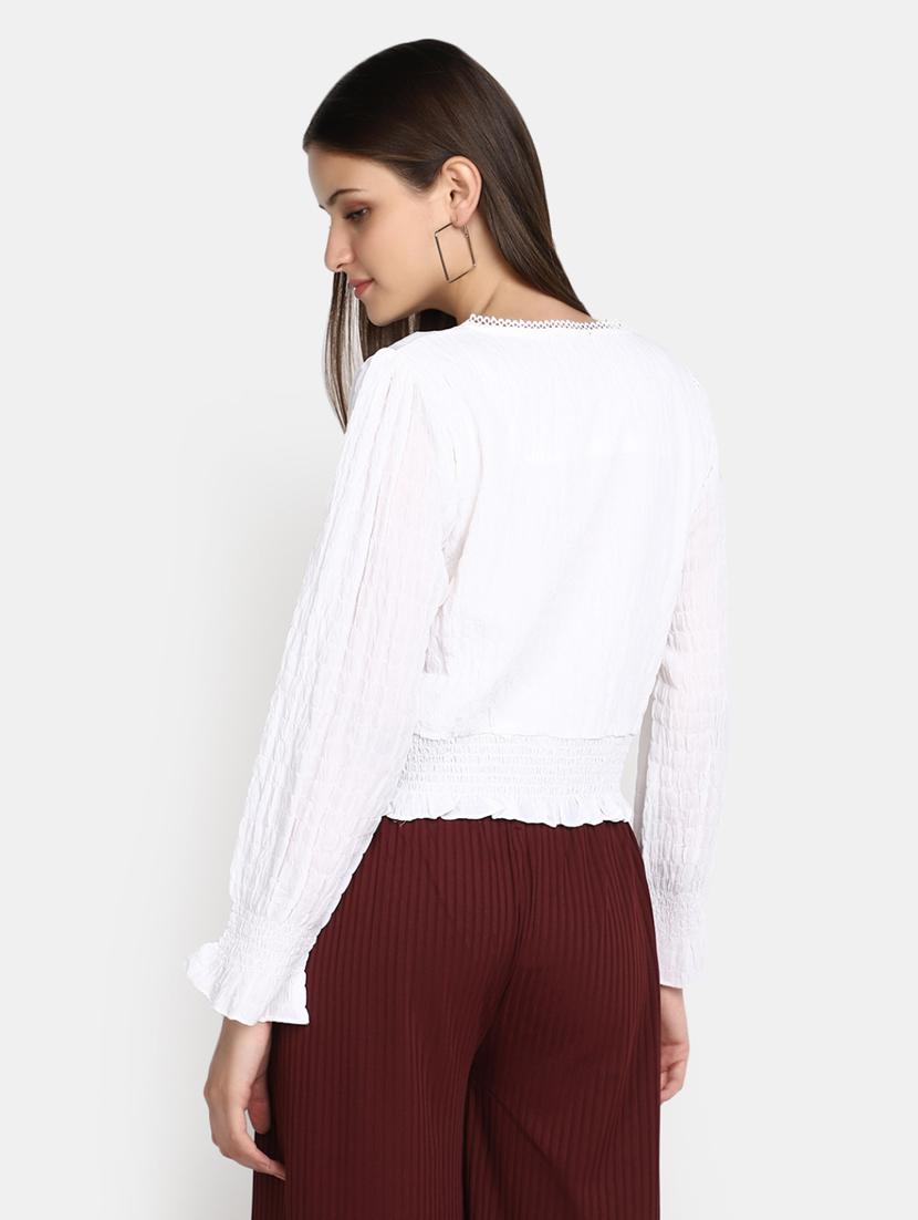 women white solid regular top - 20594776 - Standard Image - 3