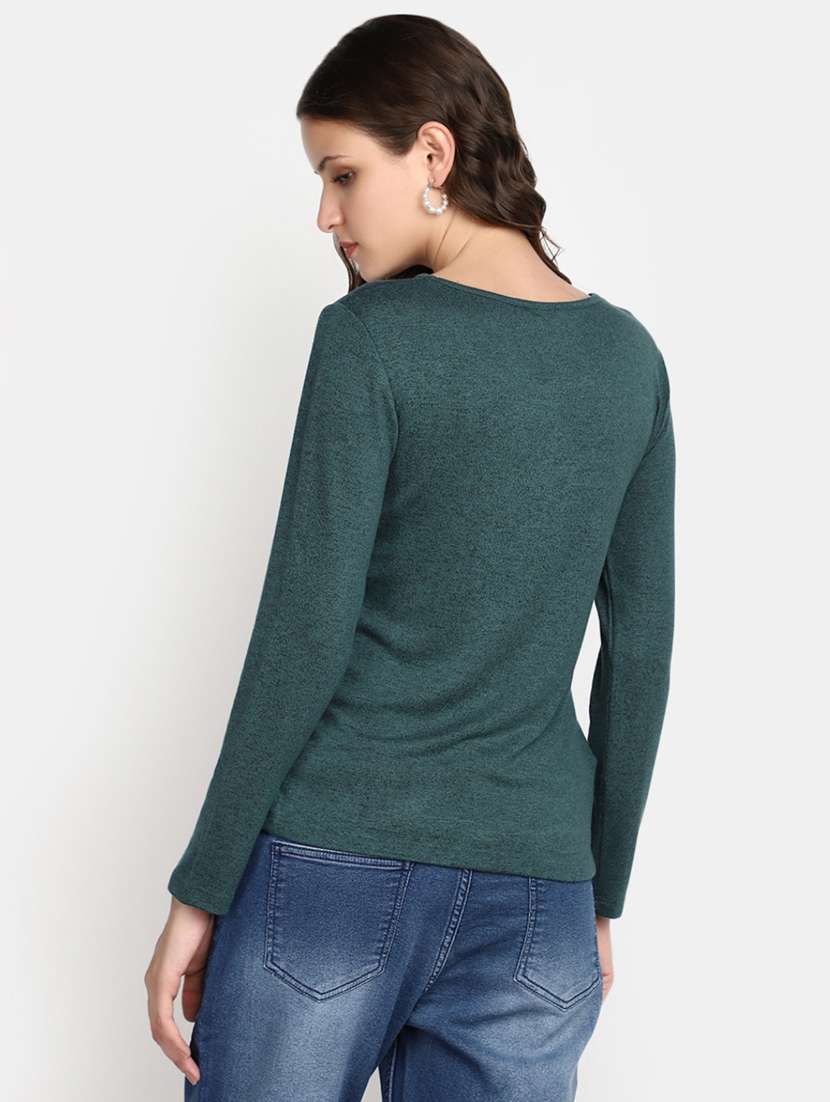 women green solid regular t-shirt - 20594777 -  Standard Image - 3