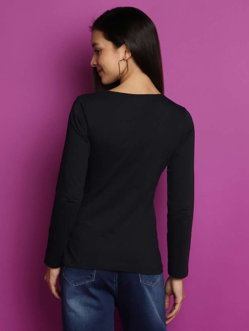 women black typographic printed regular t-shirt - 20594779 -  Standard Image - 3