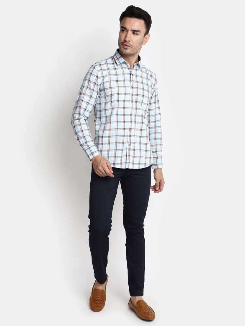 men mid-rise navy blue solid casual chinos - 20594848 -  Standard Image - 3