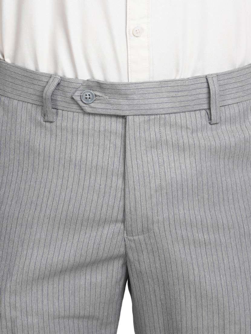 men mid-rise grey striped formal trouser - 20594873 -  Standard Image - 5
