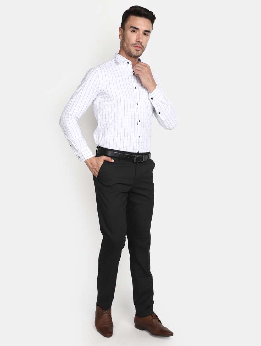 Men Mid-rise Black Solid Formal Trouser - 20594879 -  Standard Image - 3