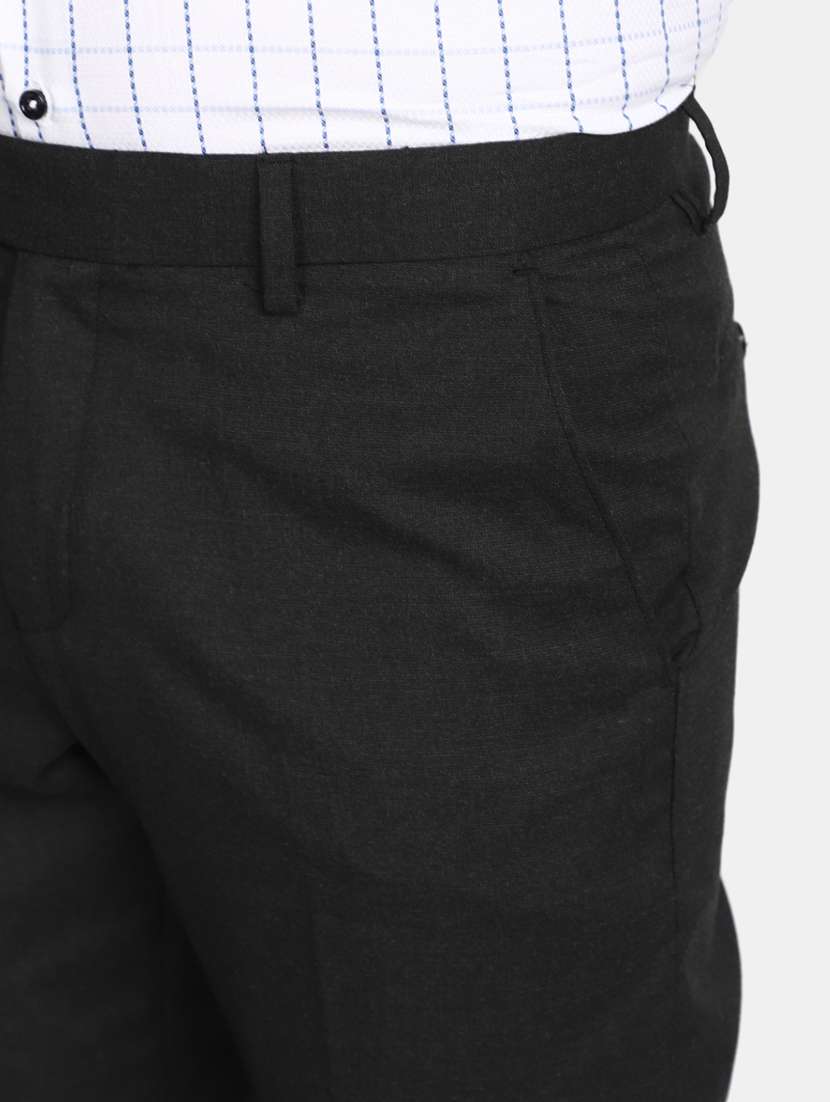 Men Mid-rise Black Solid Formal Trouser - 20594879 -  Standard Image - 5