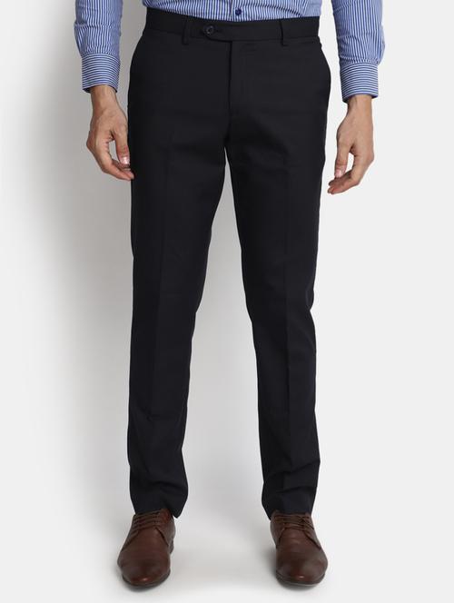 men mid-rise black solid formal trouser - 20594885 - Standard Image - 0