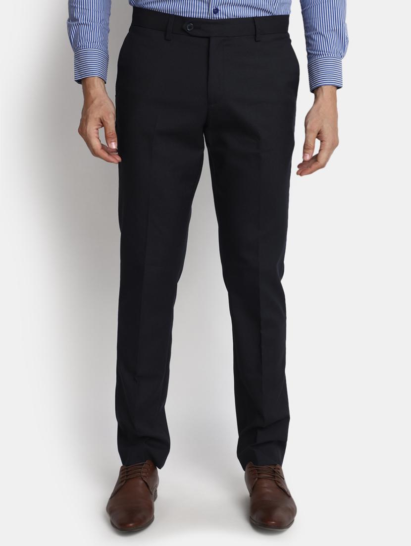 men mid-rise black solid formal trouser - 20594885 - Zoom Image - 0