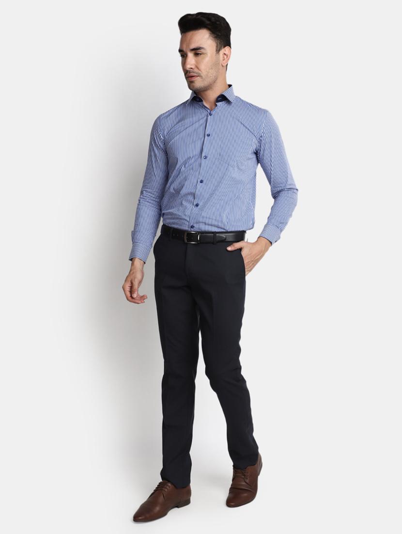 men mid-rise black solid formal trouser - 20594885 - Standard Image - 3