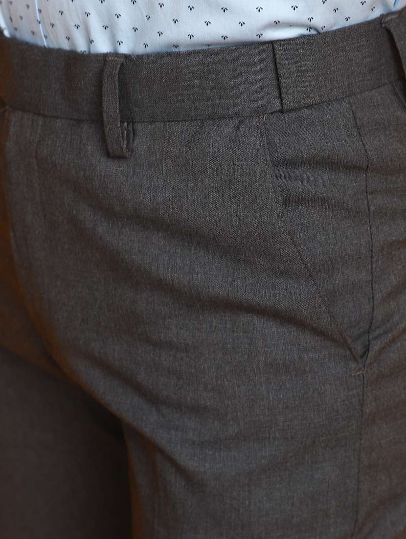 men mid-rise grey solid formal trouser - 20594890 -  Standard Image - 5