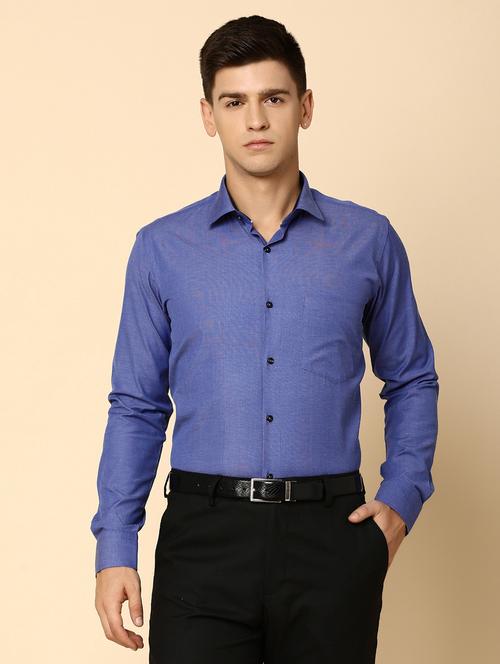 men solid blue formal shirt - 20594901 - Standard Image - 0