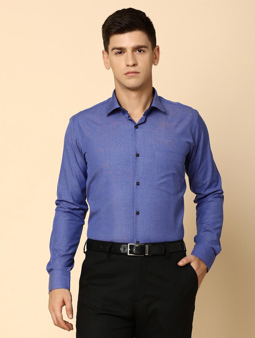 men solid blue formal shirt - 20594901 - Zoom Image - 0