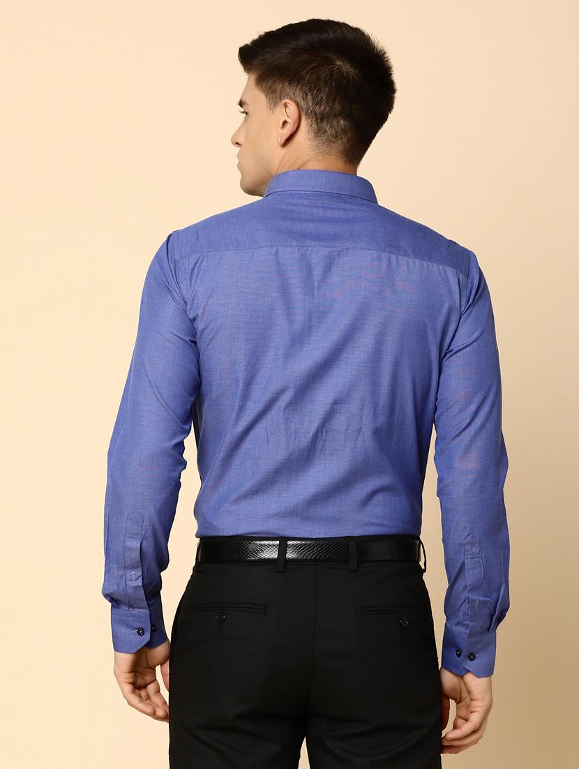 men solid blue formal shirt - 20594901 - Standard Image - 3