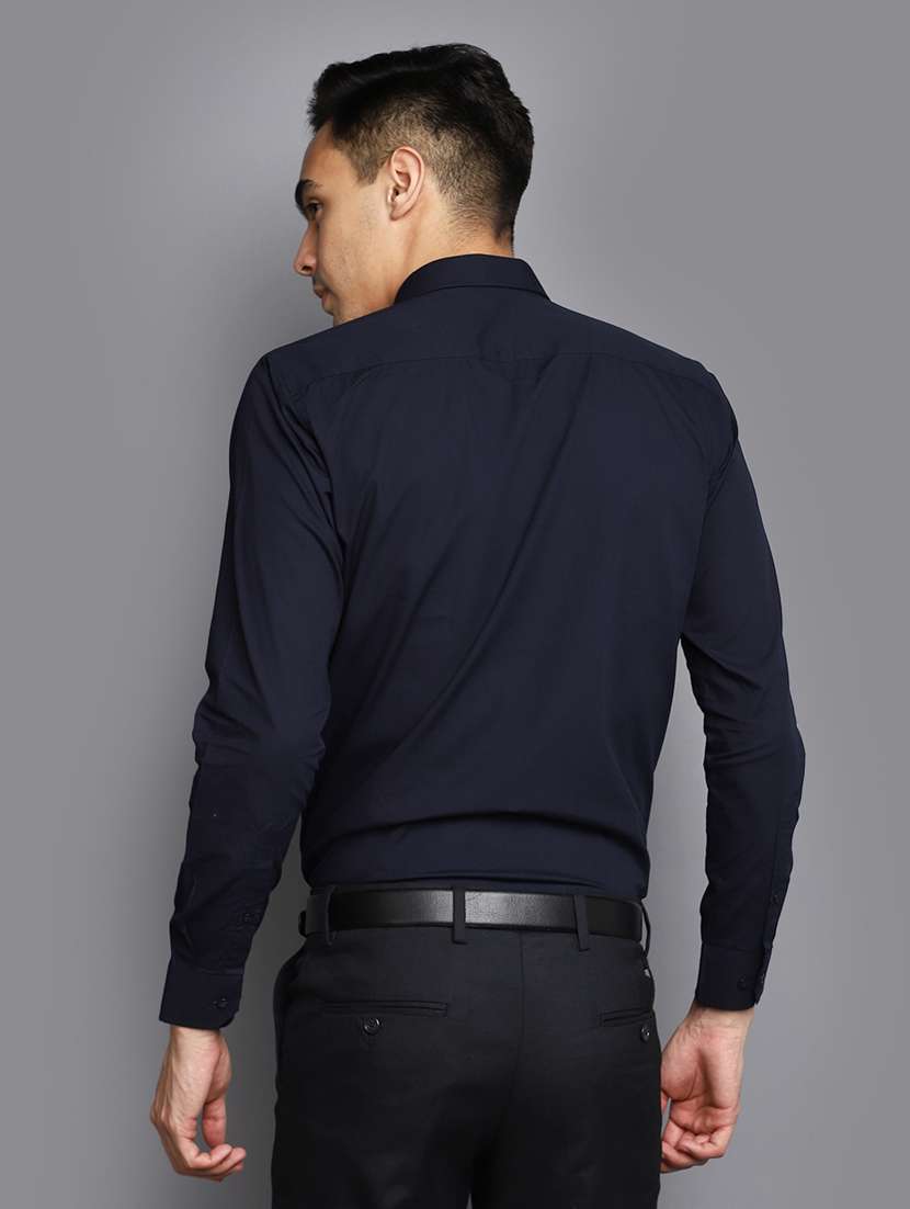 men solid navy blue formal shirt - 20594909 -  Standard Image - 3