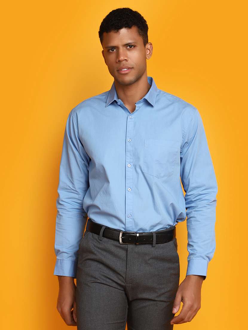 men purist blue solid formal shirt
