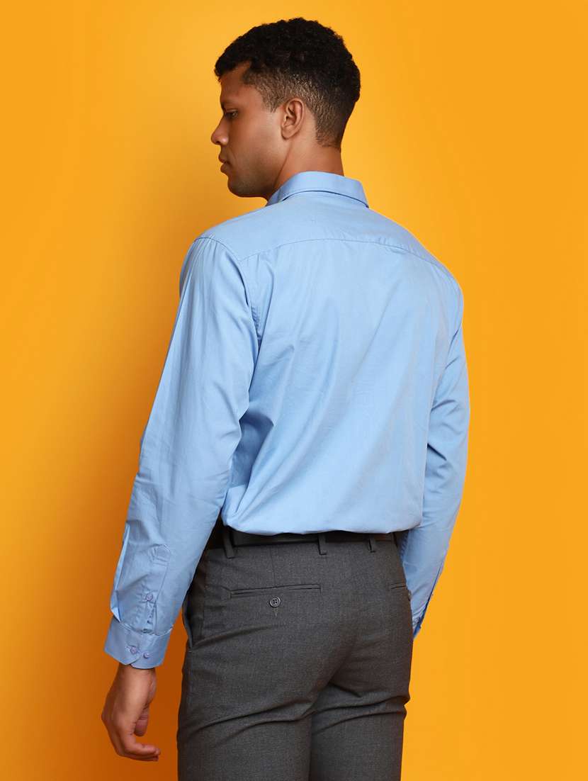 men purist blue solid formal shirt - 20594910 -  Standard Image - 3