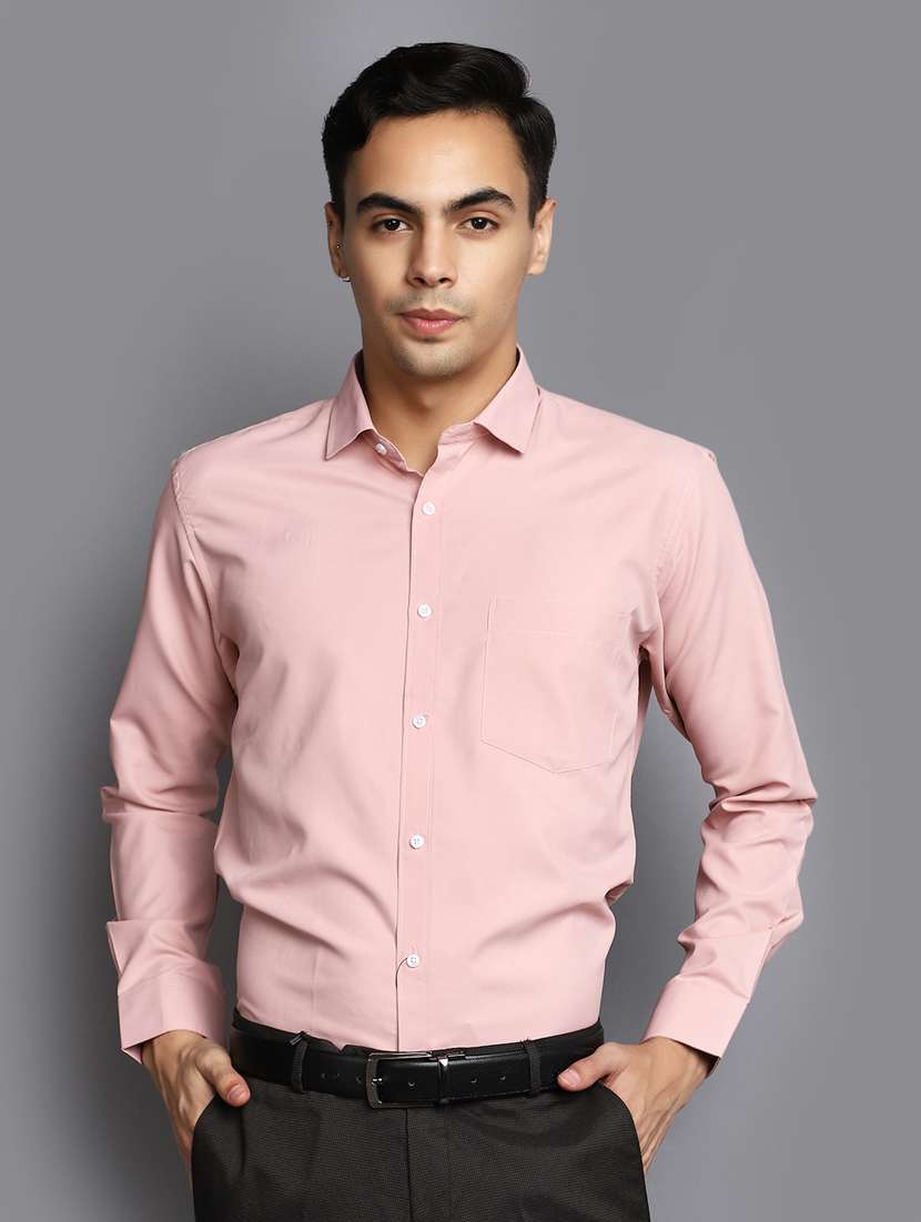men solid pink formal shirt