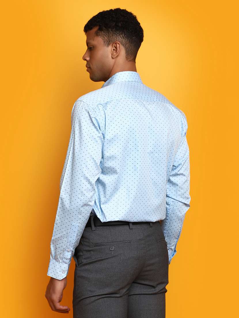 men light blue micro printed formal shirt - 20594919 -  Standard Image - 3