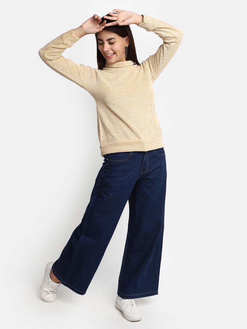 women's plain wide leg jeans - 20594950 - Standard Image - 3