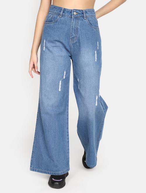 women's distress baggy leg jeans - 20594956 -  Standard Image - 0