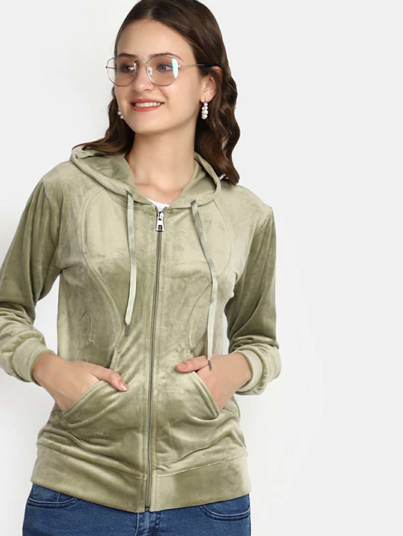 Women Solid Hooded Sweatshirt - 20595039 -  Standard Image - 3