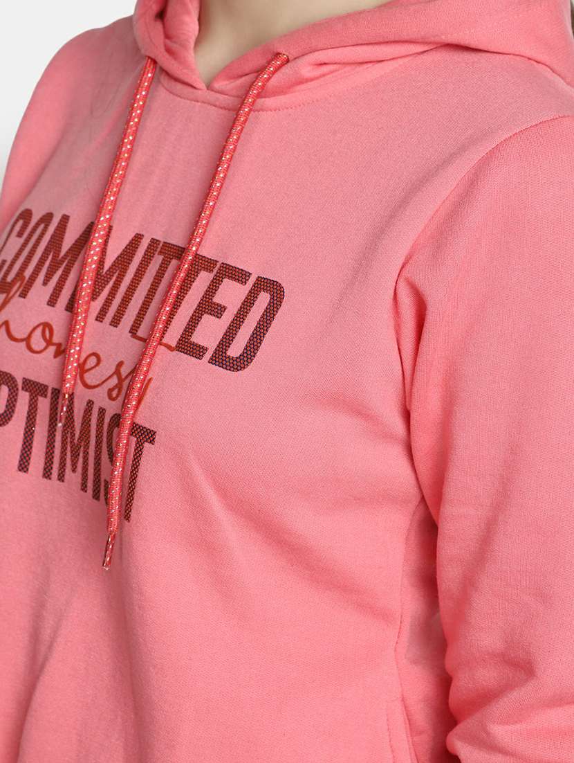 women typography print hooded sweatshirt - 20595040 -  Standard Image - 5