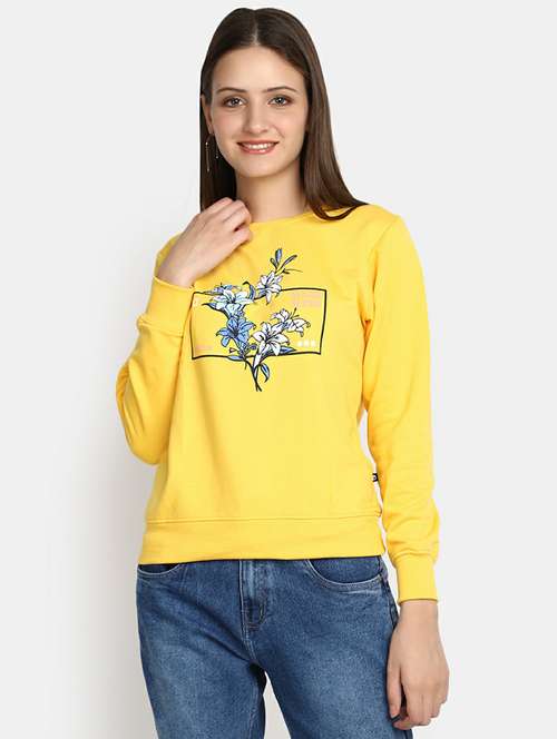 women long sleeved chest print sweatshirt - 20595043 -  Standard Image - 0