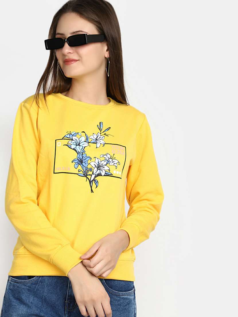 women long sleeved chest print sweatshirt - 20595043 -  Standard Image - 3
