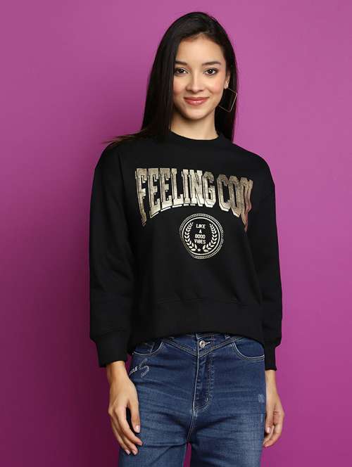 women front print round neck sweatshirt - 20595049 -  Standard Image - 0
