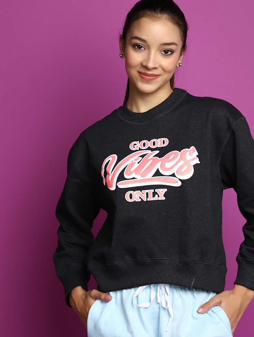 women front print crew neck sweatshirt - 20595050 -  Standard Image - 3