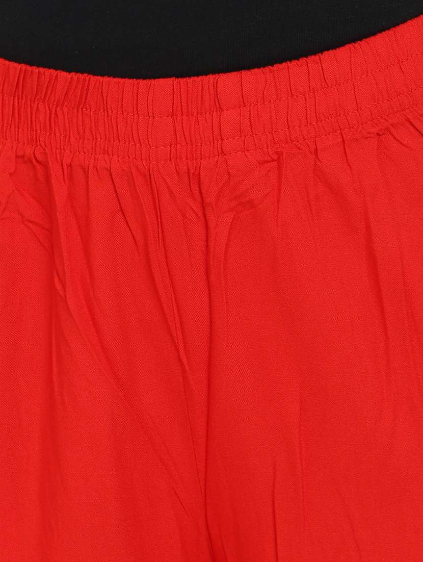 red solid rayon straight palazzo - 20595171 -  Standard Image - 5