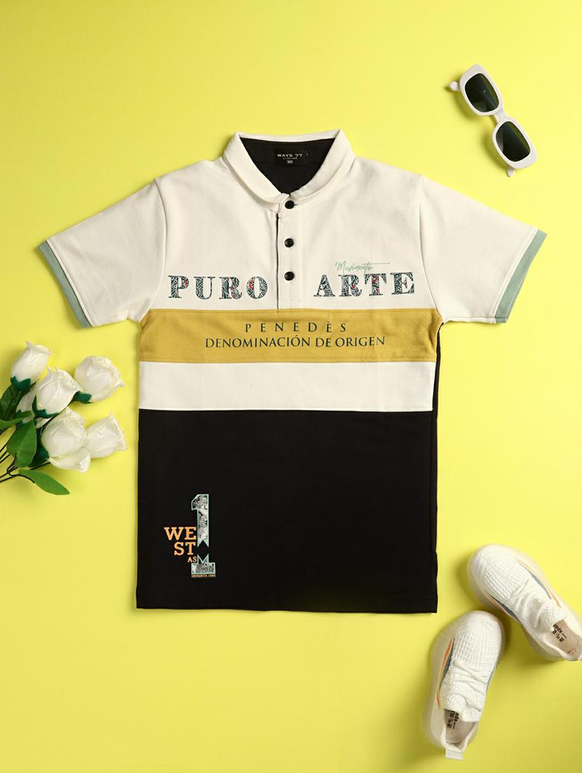 kids colourblocked front print t-shirt - 20595206 -  Zoom Image - 0