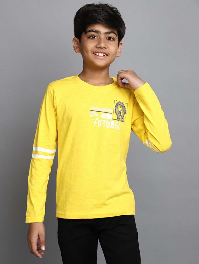 boys placement printed sleeve stripe detailed t-shirt