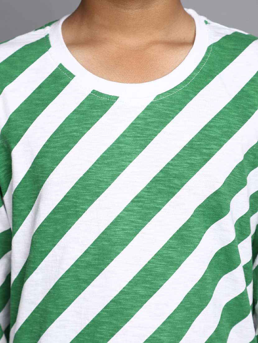 boys green striped full sleeve t-shirt - 20595217 -  Standard Image - 5