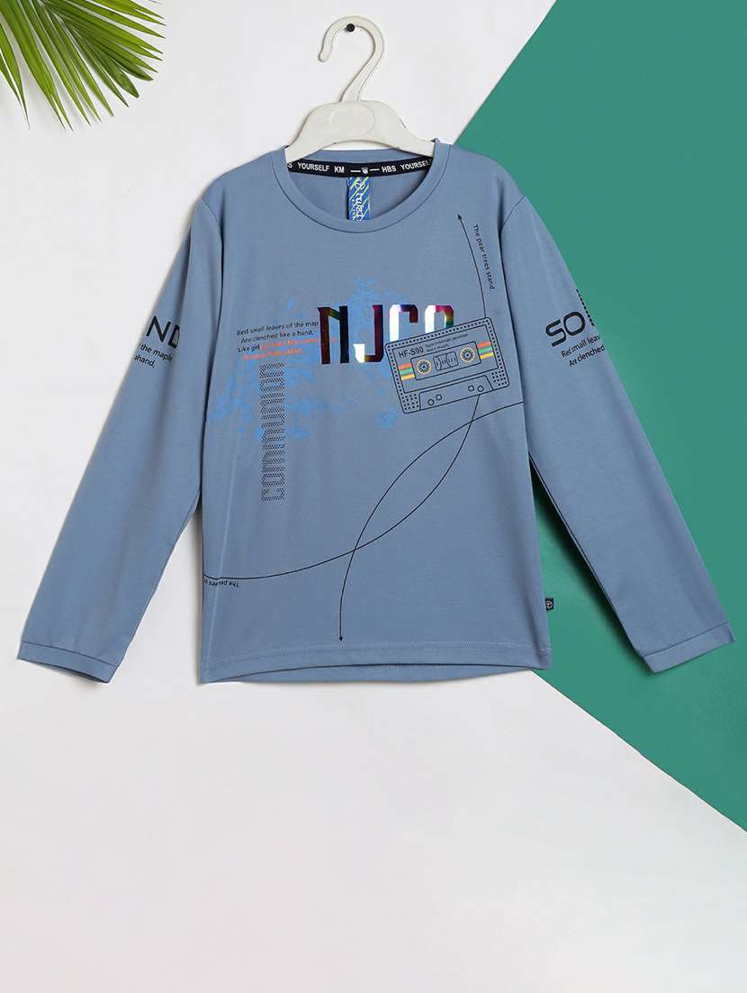 printed light blue full sleeve t-shirt
