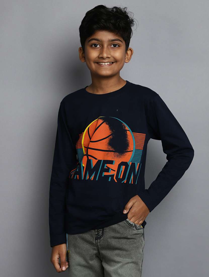 boys front graphic printed t-shirt