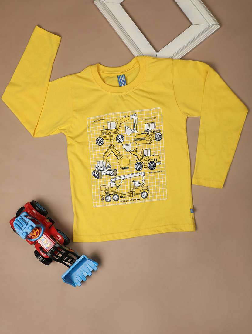 kids yellow front graphic printed t-shirt