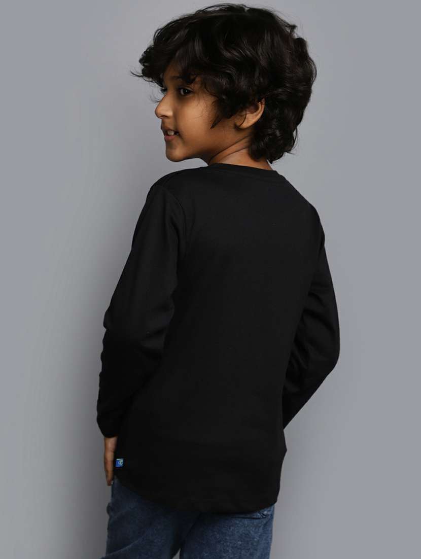 boys black full sleeve printed t-shirt - 20595251 -  Standard Image - 3