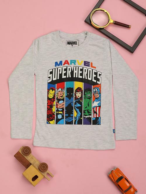 grey melange full sleeve graphic t-shirt - 20595296 - Standard Image - 0