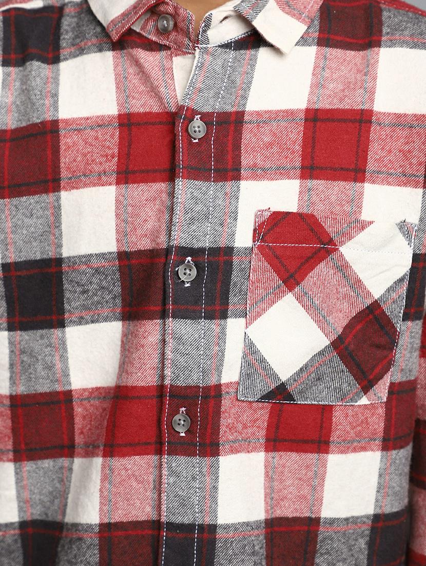 boys red check printed full sleeve shirt - 20595379 - Standard Image - 5