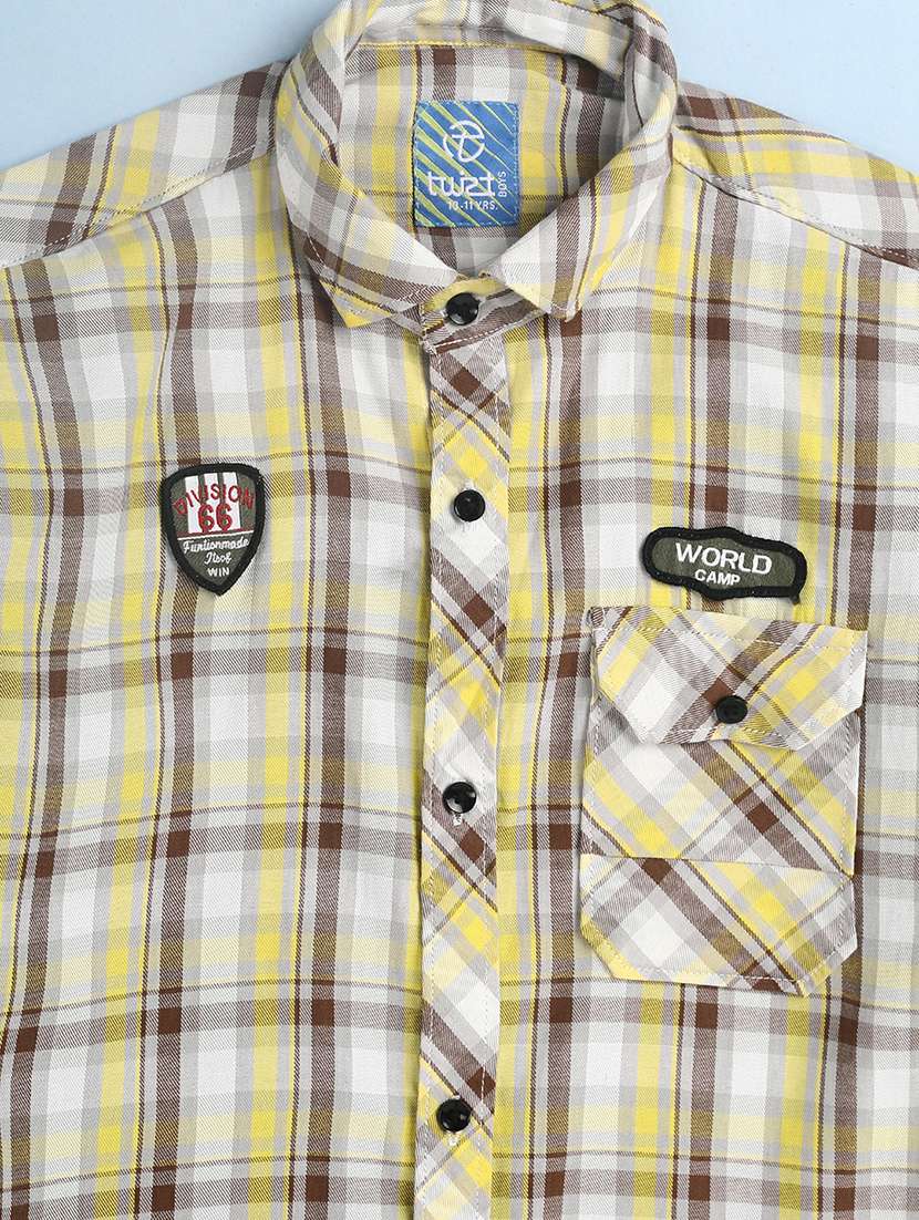 boys yellow check printed shirt - 20595403 -  Standard Image - 3