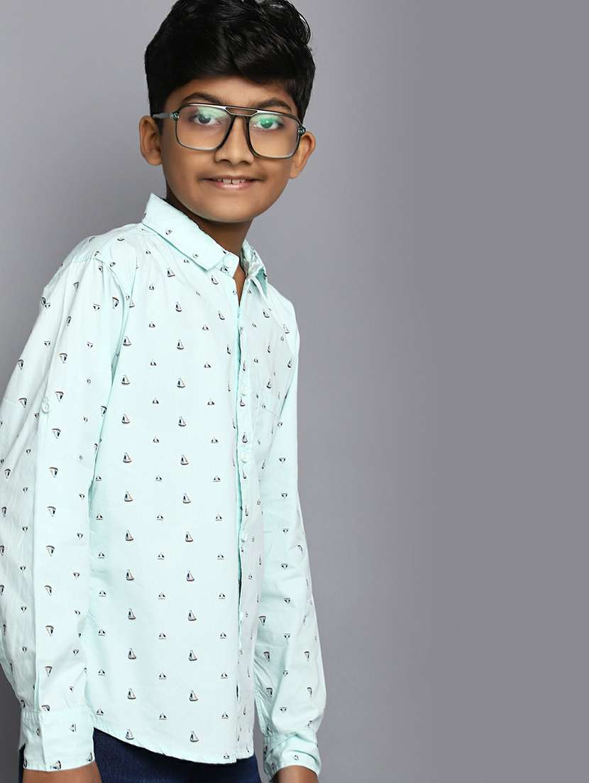 boys light blue printed full sleeve shirt - 20595425 -  Standard Image - 3