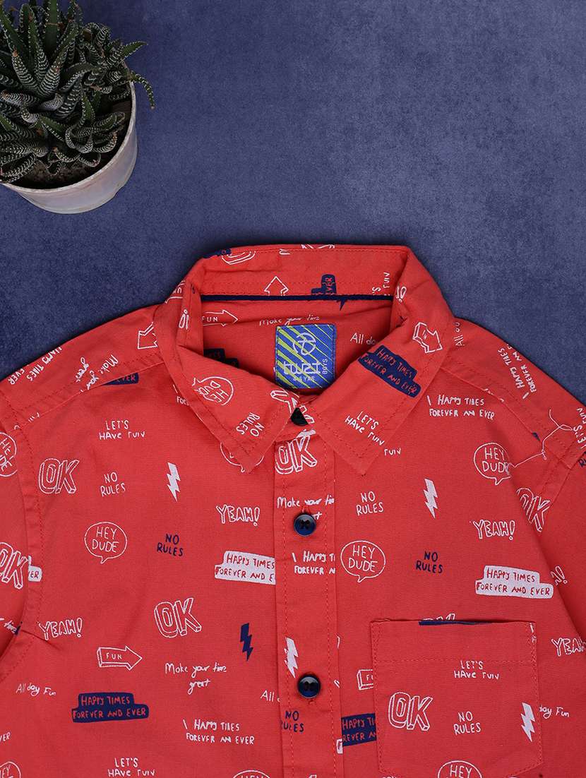 boys orange printed full sleeve shirt - 20595426 -  Standard Image - 3
