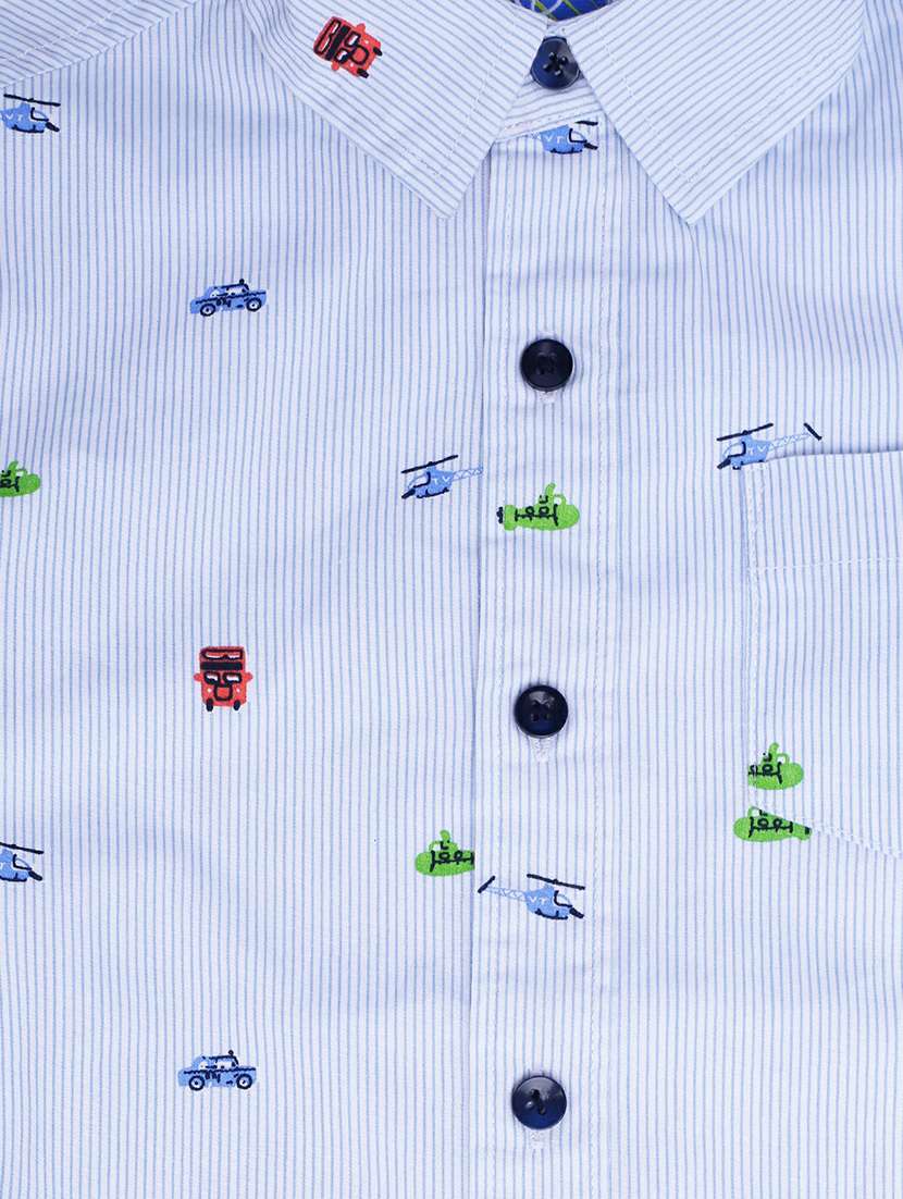 light blue printed cotton shirt - 20595427 -  Standard Image - 3