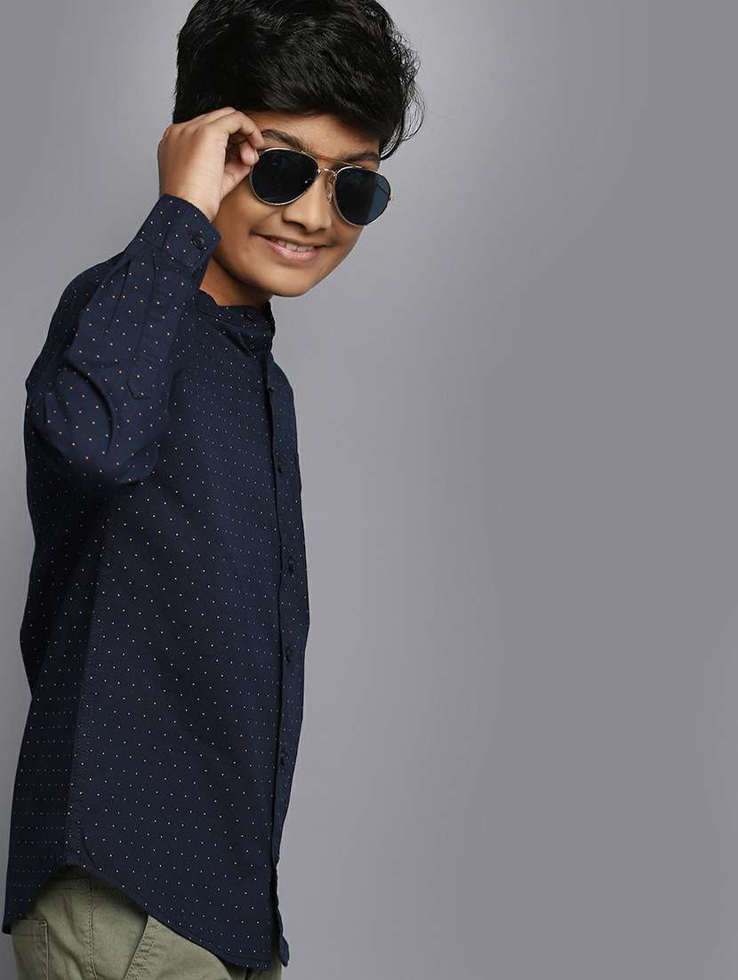 boys navy blue printed cotton shirt - 20595430 -  Standard Image - 3
