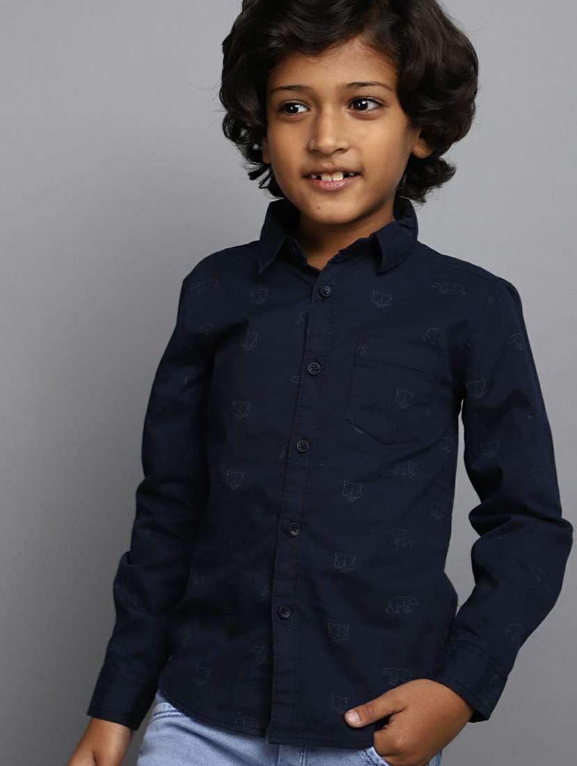 boys blue printed shirt - 20595448 -  Standard Image - 3