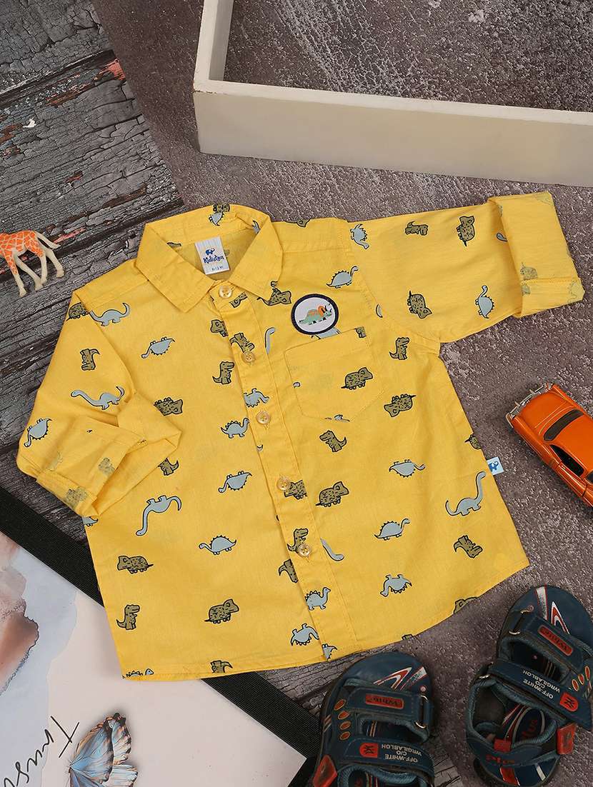 yellow cotton printed shirt