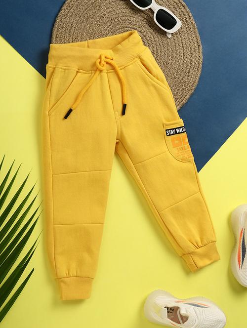 yellow cotton casual joggers - 20595537 - Standard Image - 0