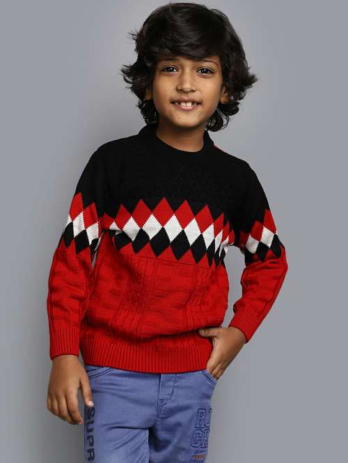 boys round neck printed sweater - 20595694 -  Standard Image - 0